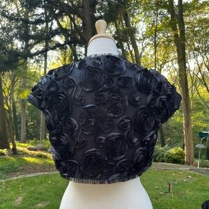 WHBM Elegant Black Floral Bolero Shrug Size M